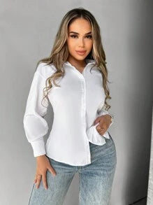 VaVaBold Chain Detail Backless Crop Shirt,Long Sleeve Tops Fall Cloth For Women
