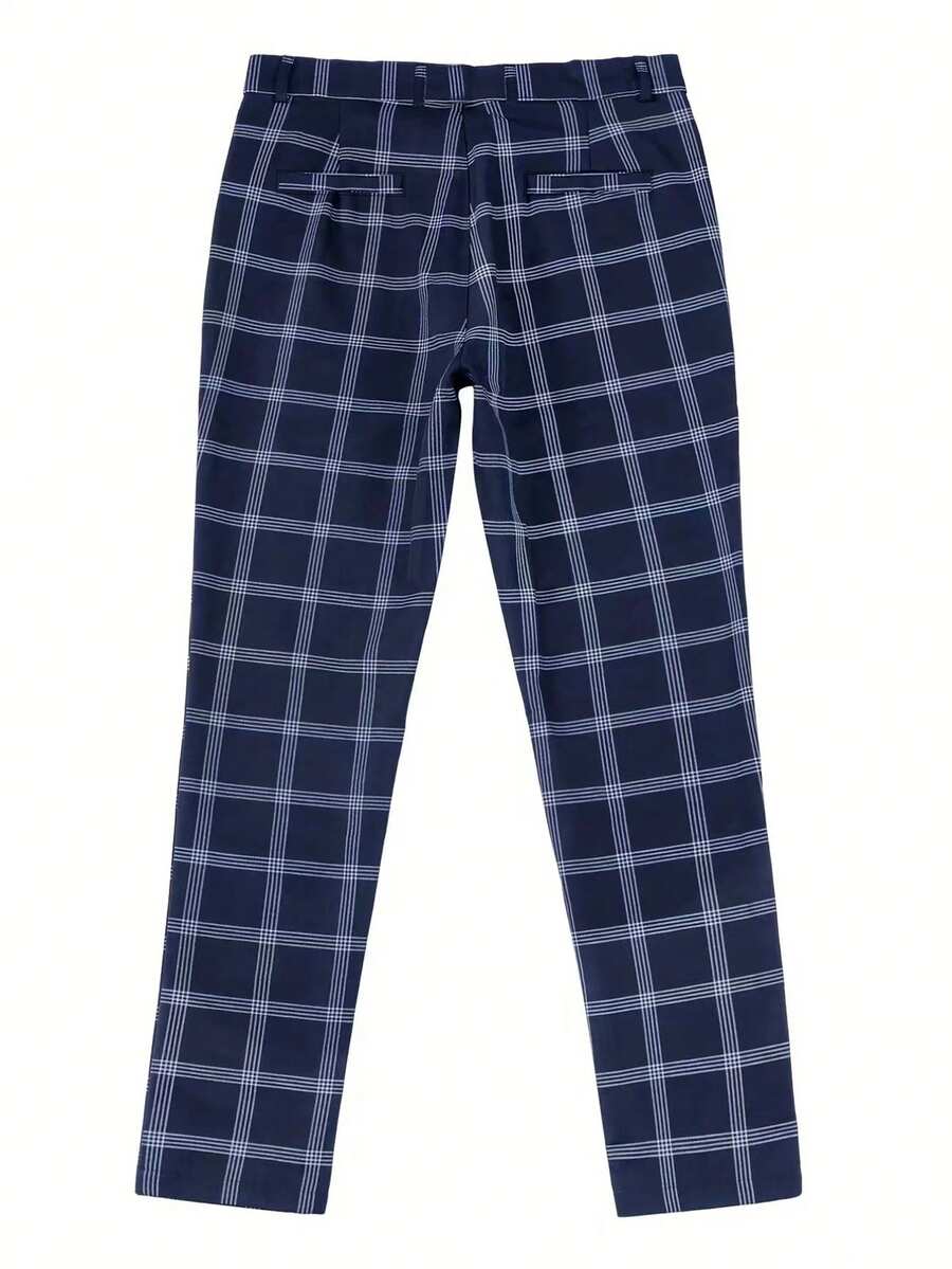Muške karirane pravih nogavica ležerne pantalone za svakodnevno nošenje