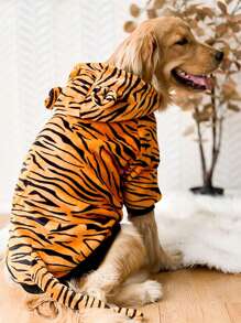 1pc Winter Warmer Pet Clothes For Medium To Large Sized Dogs Such As Golden Retriever / Labrador, With Funny Tiger Costume Design