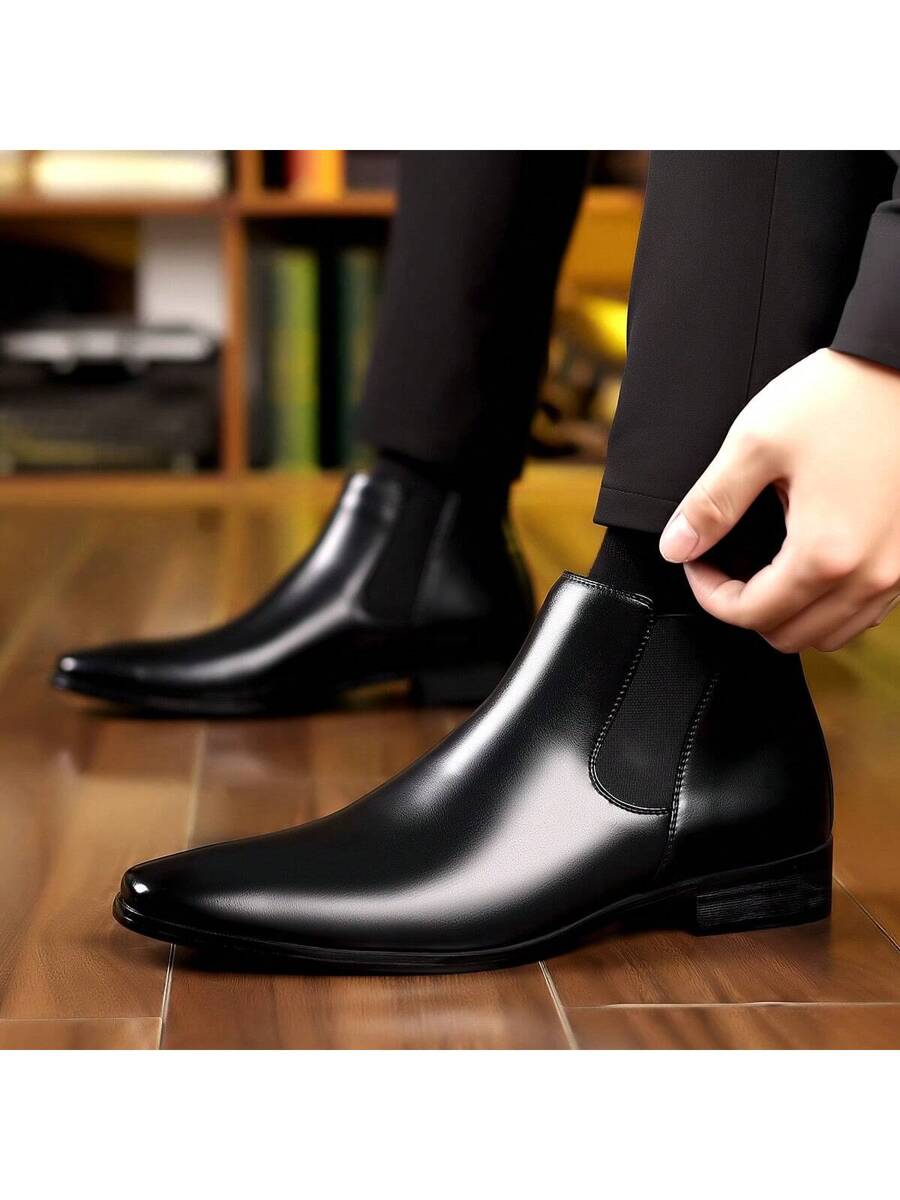 Muške čizaea sa zaobljenim vrhom, slip-on, PU gornji deo, gumeni đon
