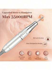 35000RPM Electric Nail Drill, With LCD Display, Rechargeable Manicure Machine, For Gel Polish Art Salon Tool