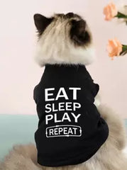 1pc Letter Print Pet Cat Vest, Thin Breathable Sleeveless Dog Clothes, Casual Summer Pet Apparel For Cats & Small Dogs Like Pomeranian, Pug, Bulldog