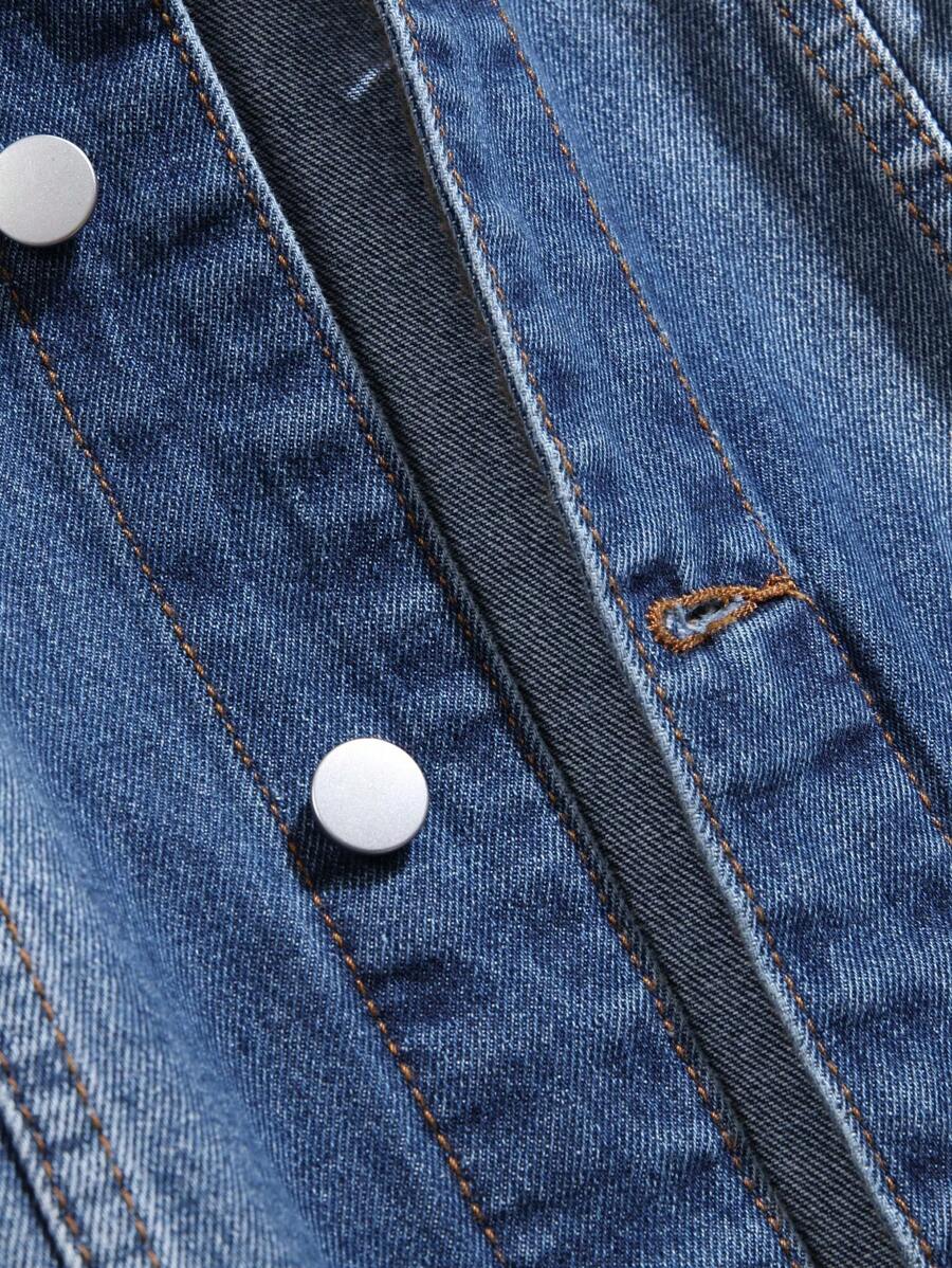 Muška ležerna teksas jakna sa kapuljačom, dugim rukavima, kopčanjem napred i kargo džepovima