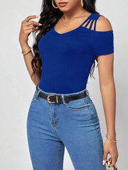 SHEIN Clasi Solid Cold Shoulder Tee