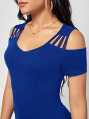 SHEIN Clasi Solid Cold Shoulder Tee