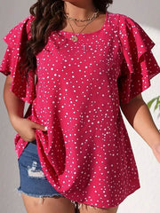 Ženska ležerna majica za plus size veličine sa printom srca