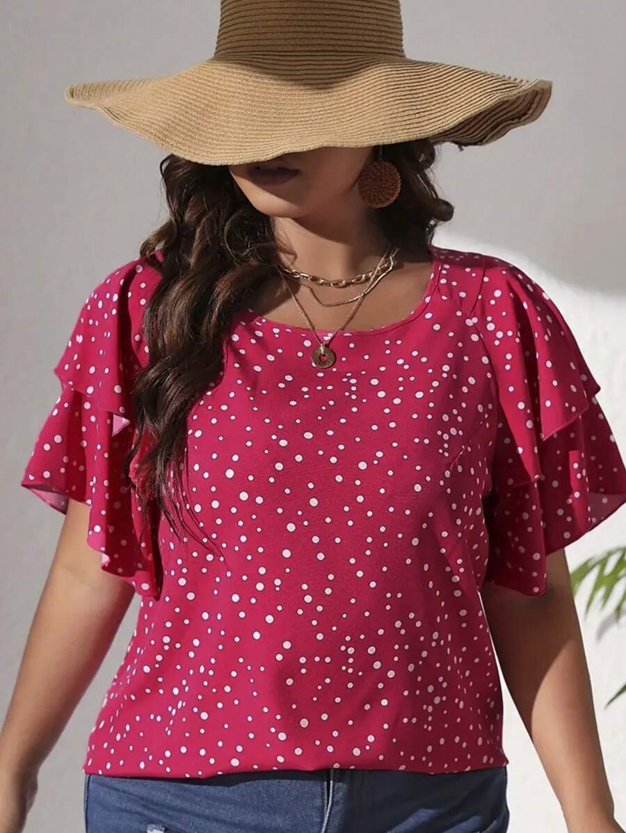 Ženska ležerna majica za plus size veličine sa printom srca