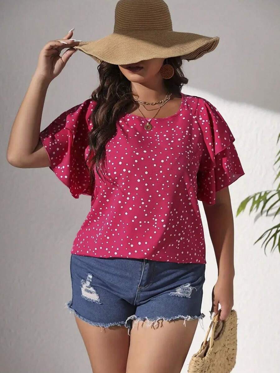 Ženska ležerna majica za plus size veličine sa printom srca
