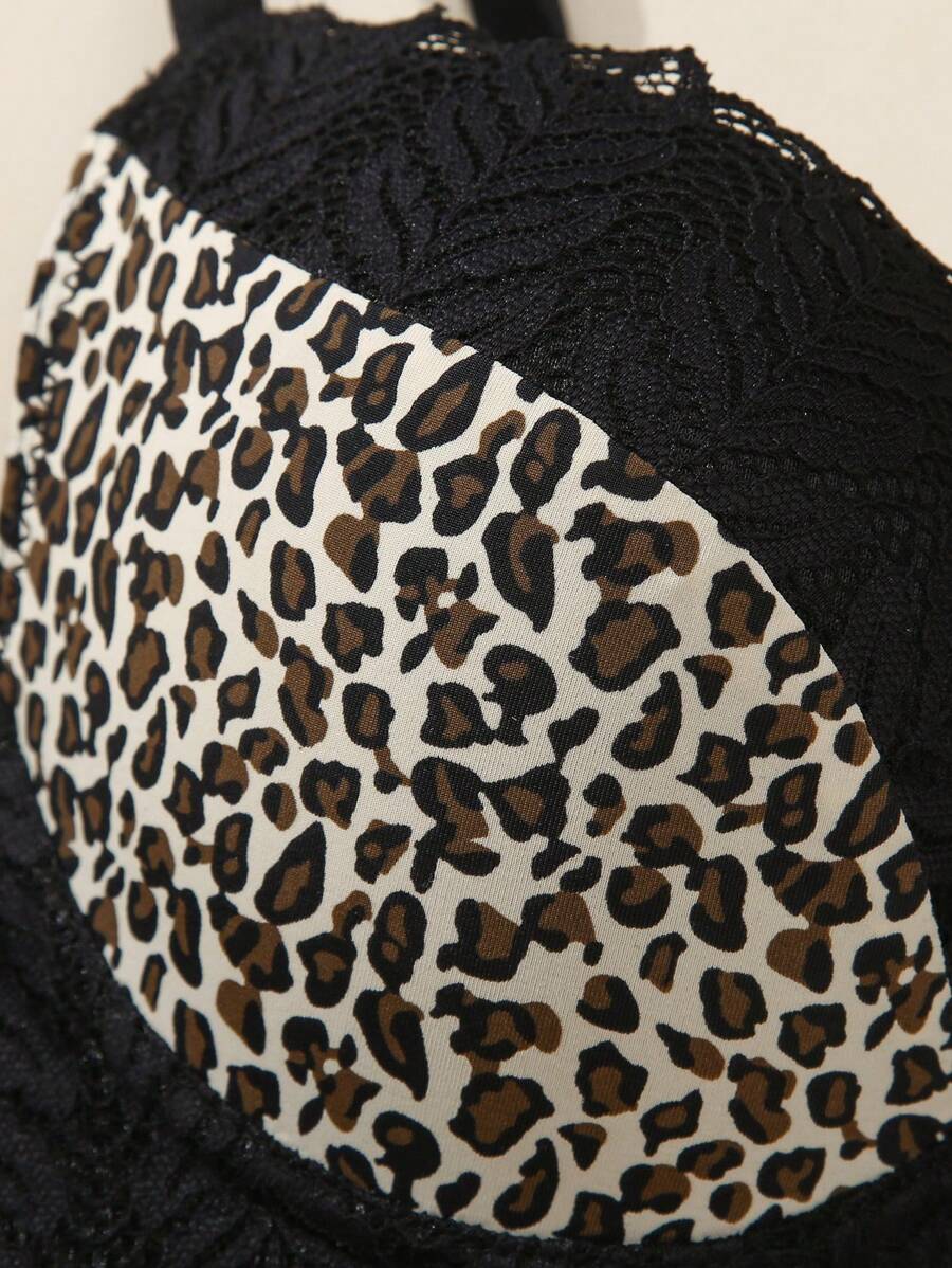 Grudnjak sa žicom i čipkom sa leopard printom