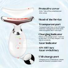 1pc Pulsed Neck & Face Beauty Device - Thermal Skin Rejuvenation Tool, Smooth & Tighten Skin - Dual Slimming & Body Vibration Massage, 7 Color Modes, Effectively Reduces Wrinkles, Firms & Lifts Skin