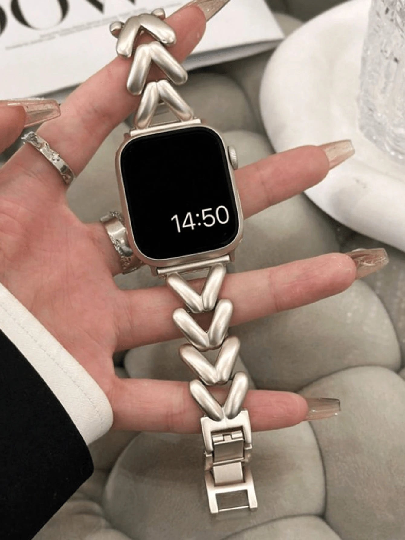 Luksuzna crno-zlatna geometrijska narukvica za sat kompatibilna sa Apple Watch 38mm 40mm 41mm 42mm 44mm 45mm 49mm