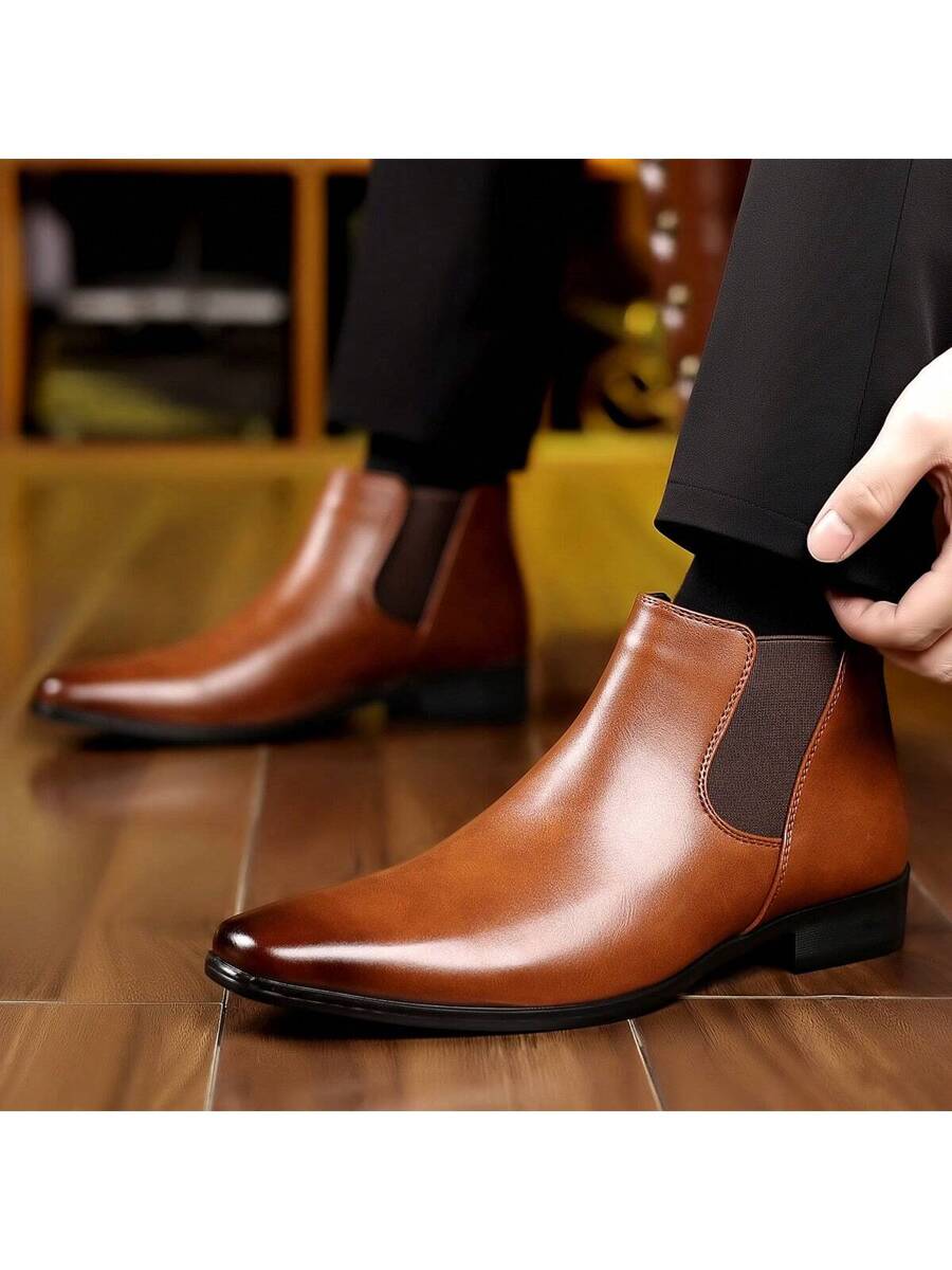 Muške čizaea sa zaobljenim vrhom, slip-on, PU gornji deo, gumeni đon