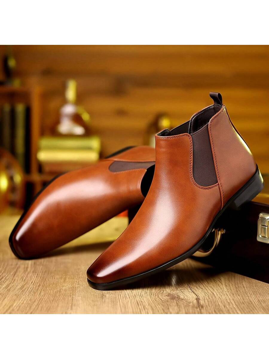 Muške čizaea sa zaobljenim vrhom, slip-on, PU gornji deo, gumeni đon