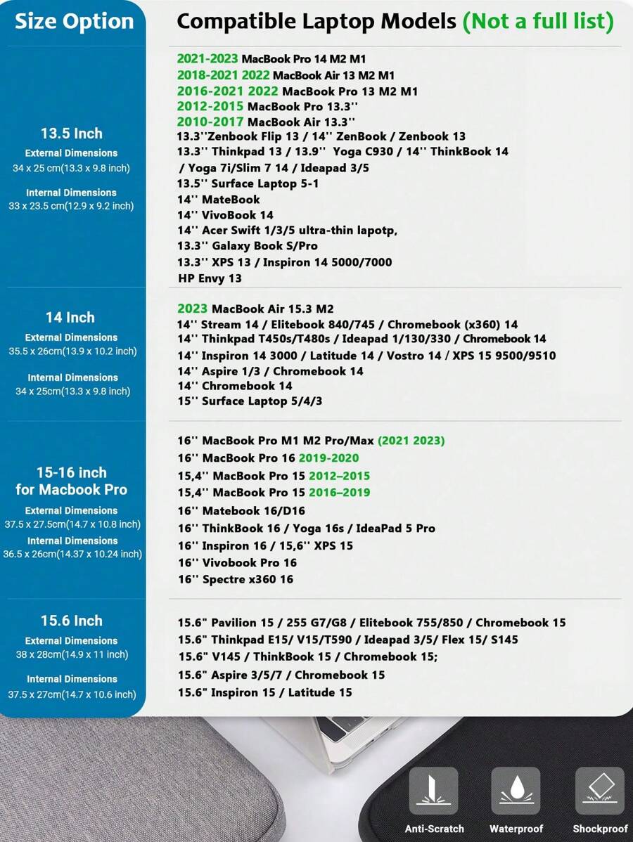 Navlaka/unutrašnja torba za laptop 13–16 inča kompatibilna sa MacBook Air