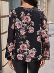 SHEIN Clasi Floral Print Lantern Sleeves Blouse