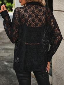 Balvessa Women's Drop Shoulder Lace Long Sleeve Top Women Shirt Fall Cloth For Women