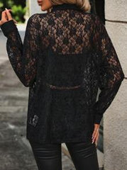 Balvessa Women's Drop Shoulder Lace Long Sleeve Top Women Shirt Fall Cloth For Women