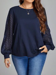 Ženska providna mrežasta bluza sa lantern rukavima, plus size