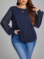 Ženska providna mrežasta bluza sa lantern rukavima, plus size