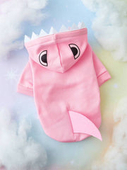 ROMWE 1pc Light Pink Pet Cosplay Shark Shaped Hoodie, Suitable For Cats & Dogs, Keep Warm
