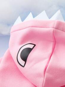 ROMWE 1pc Light Pink Pet Cosplay Shark Shaped Hoodie, Suitable For Cats & Dogs, Keep Warm