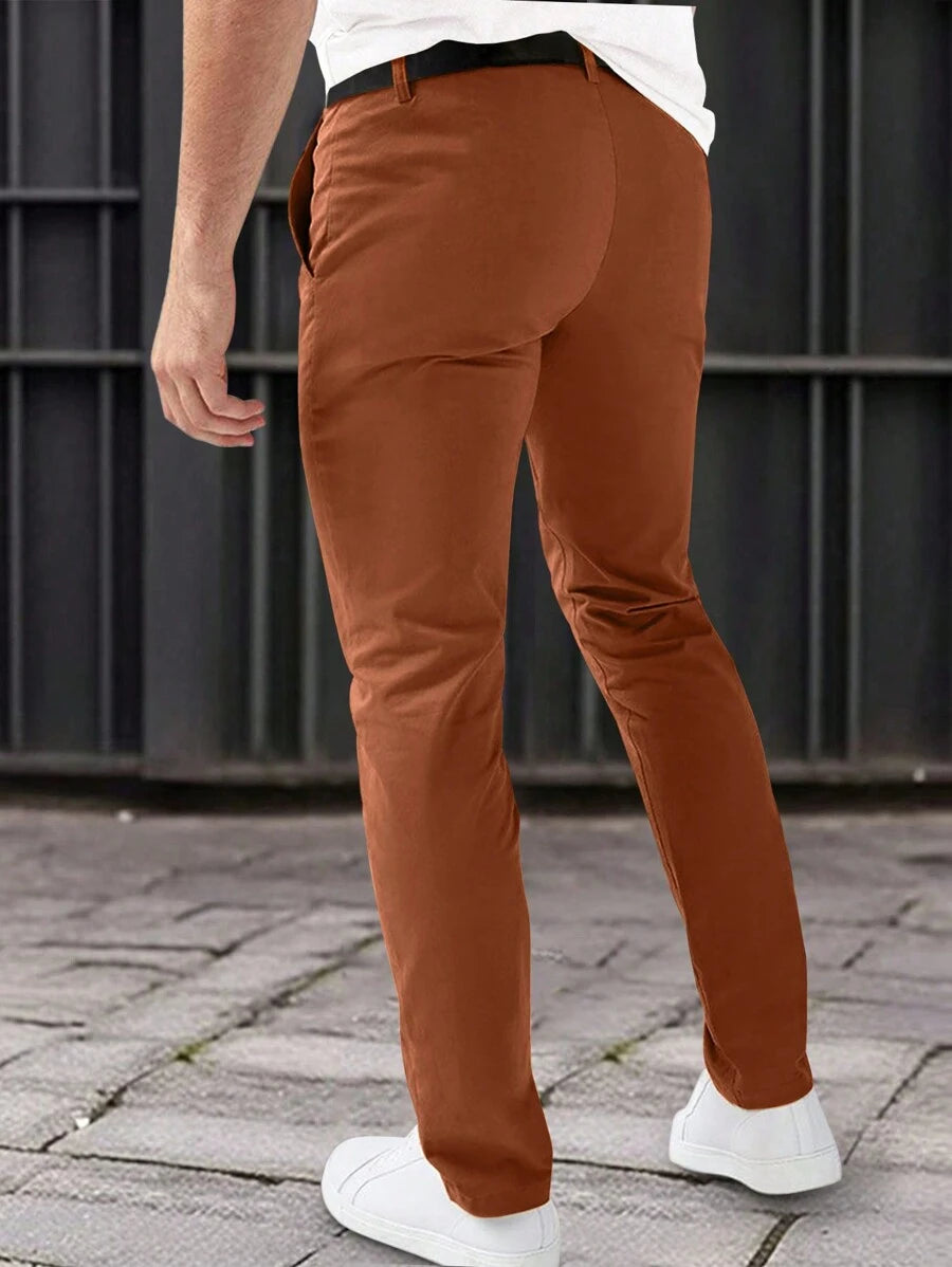 Muške formalne pantalone jednobojne sa kosim džepovima, bez kaiša
