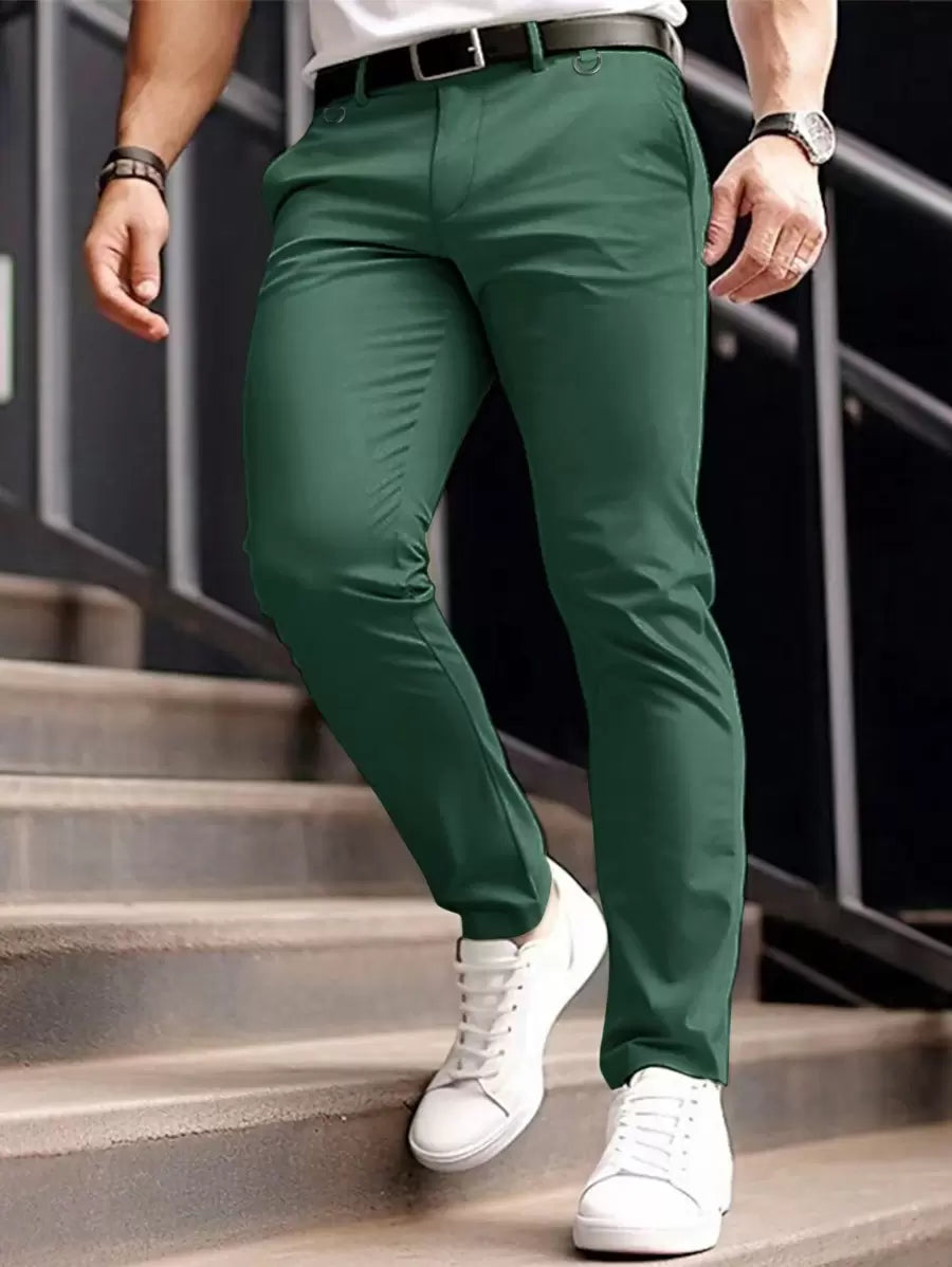 Muške formalne pantalone jednobojne sa kosim džepovima, bez kaiša