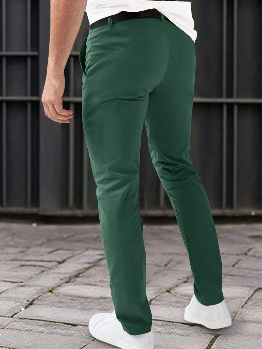 Muške formalne pantalone jednobojne sa kosim džepovima, bez kaiša