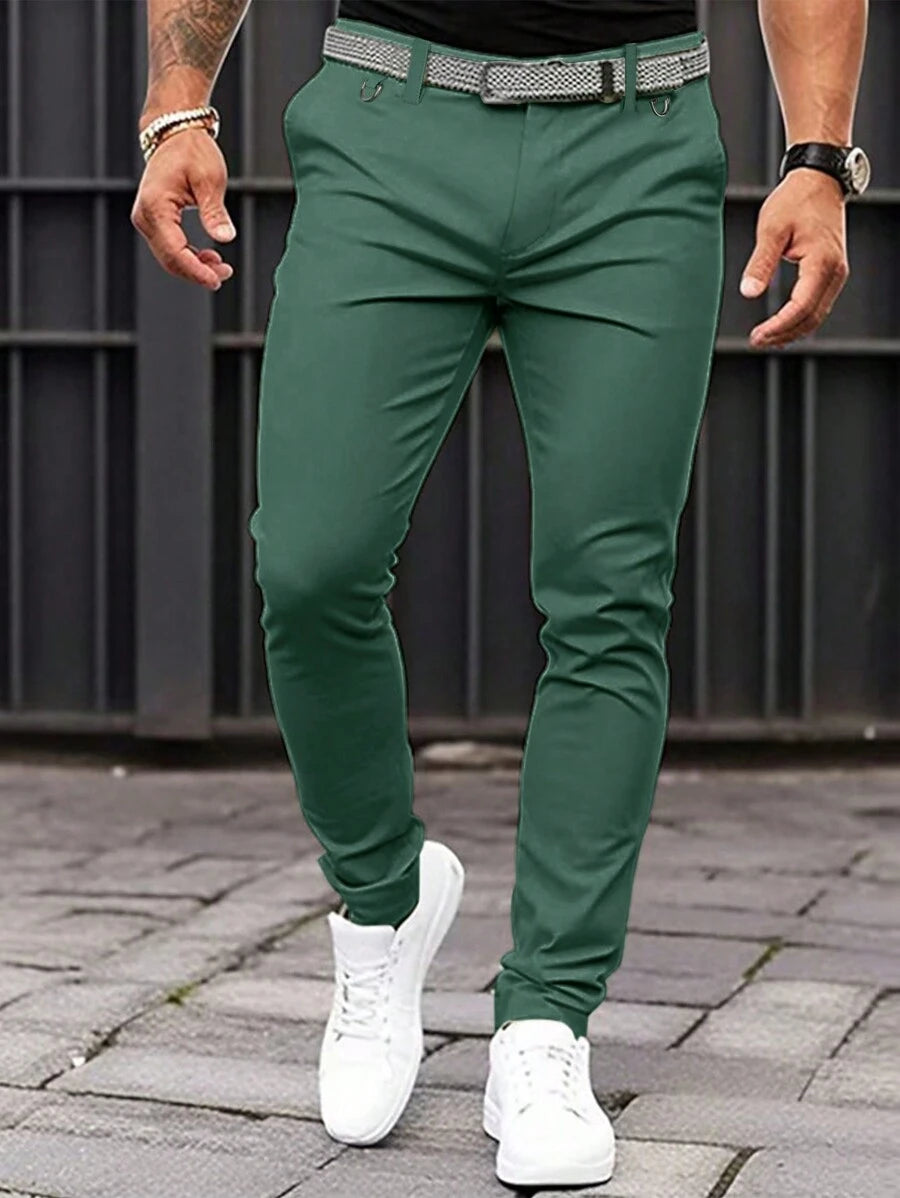 Muške formalne pantalone jednobojne sa kosim džepovima, bez kaiša