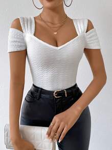 RosyDaze Slim Fit Cut Out Shoulder T-Shirt