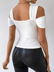 RosyDaze Slim Fit Cut Out Shoulder T-Shirt