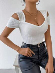 RosyDaze Slim Fit Cut Out Shoulder T-Shirt