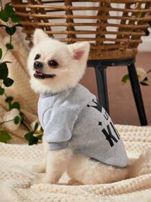 Debiesn Artist Girlcore 1pc Gray King Crown Printed Pet Sweatshirt Without Hood For Keeping Warm, Holiday