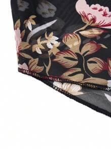 Zayélia Women's Floral Printed Batwing Sleeve See-Through Shirt