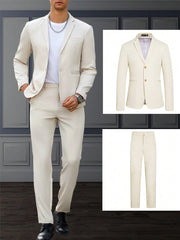 Muški set od sakoa i pantalona, slim fit, klasičan luksuzni stil, formalni, Old Money