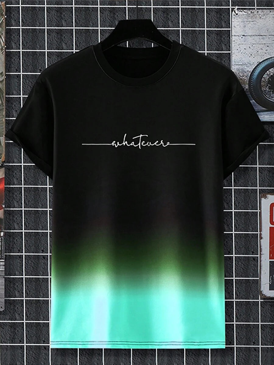 Muška letnja ležerna majica kratkih rukava sa štampom i nasumičnim tie-dye dezenom