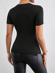 Majica Slim Fit  sa Izrezima i Kratkim Rukavima
