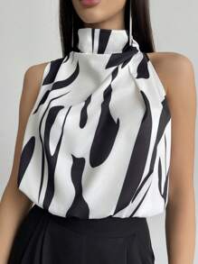 Firerie Full Printed High Neck Sleeveless Women's Blouse,Sleeveless Tops