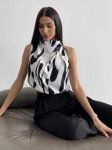 Firerie Full Printed High Neck Sleeveless Women's Blouse,Sleeveless Tops