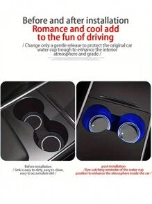 2pcs Car LED Lighting Cup Mats, 7-Color Changing Cup Pads USB Powered Non-Slip Coasters (Cup Mat Diameter Approx. 6.8cm/2.68in, Suitable For Cup Holders Up To 6.8cm) - Please Check Dimensions Before Purchasing