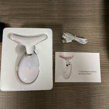 1pc Pulsed Neck & Face Beauty Device - Thermal Skin Rejuvenation Tool, Smooth & Tighten Skin - Dual Slimming & Body Vibration Massage, 7 Color Modes, Effectively Reduces Wrinkles, Firms & Lifts Skin