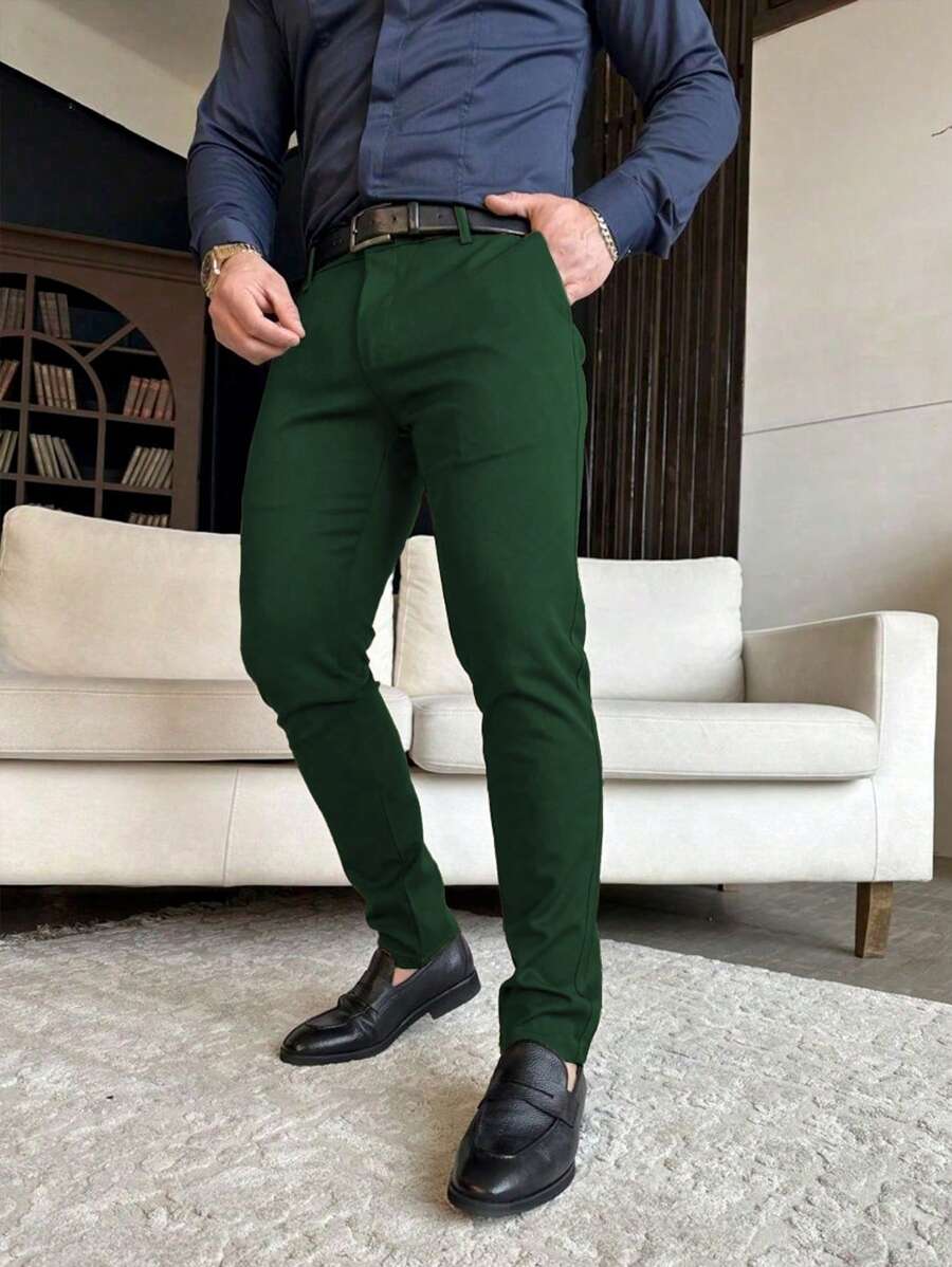 Muške ležerne pantalone za odelo jednobojne, Old Money stil