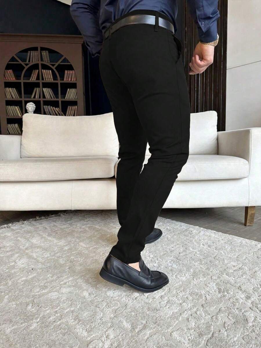 Muške ležerne pantalone za odelo jednobojne, Old Money stil