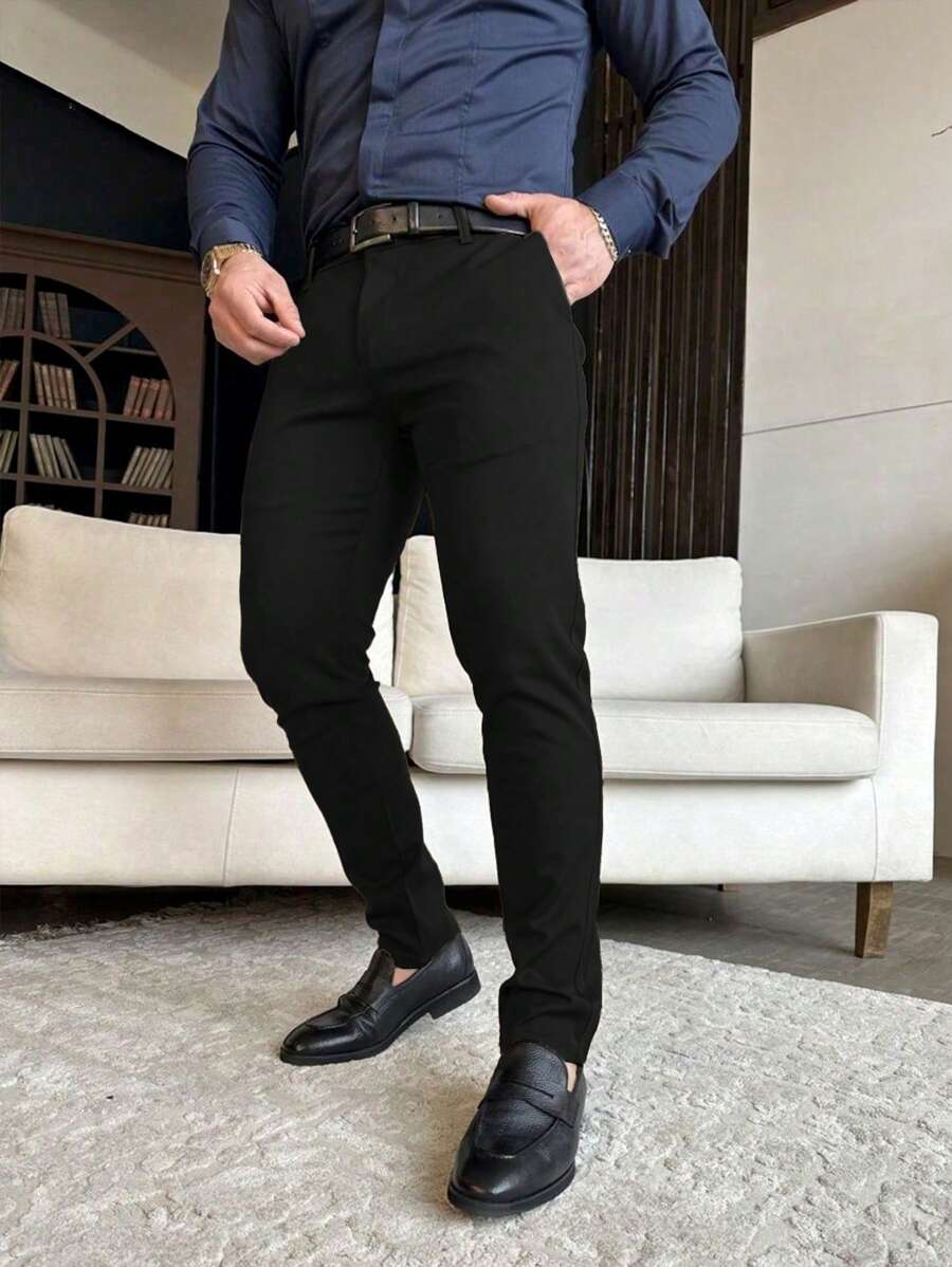 Muške ležerne pantalone za odelo jednobojne, Old Money stil