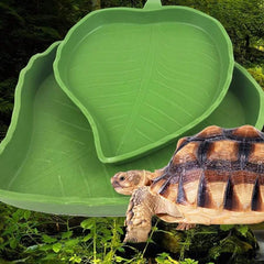 1pc Maple Leaf Shaped Feeding Bowl And Water Dish For Reptile, Turtle, Hamster, Frog, Plasitic,