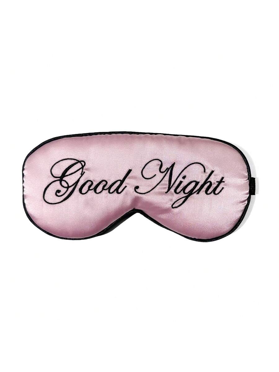 Mekana maska za spavanje od poliesterskog satena sa vezenim logom Good Night