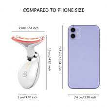1pc Pulsed Neck & Face Beauty Device - Thermal Skin Rejuvenation Tool, Smooth & Tighten Skin - Dual Slimming & Body Vibration Massage, 7 Color Modes, Effectively Reduces Wrinkles, Firms & Lifts Skin