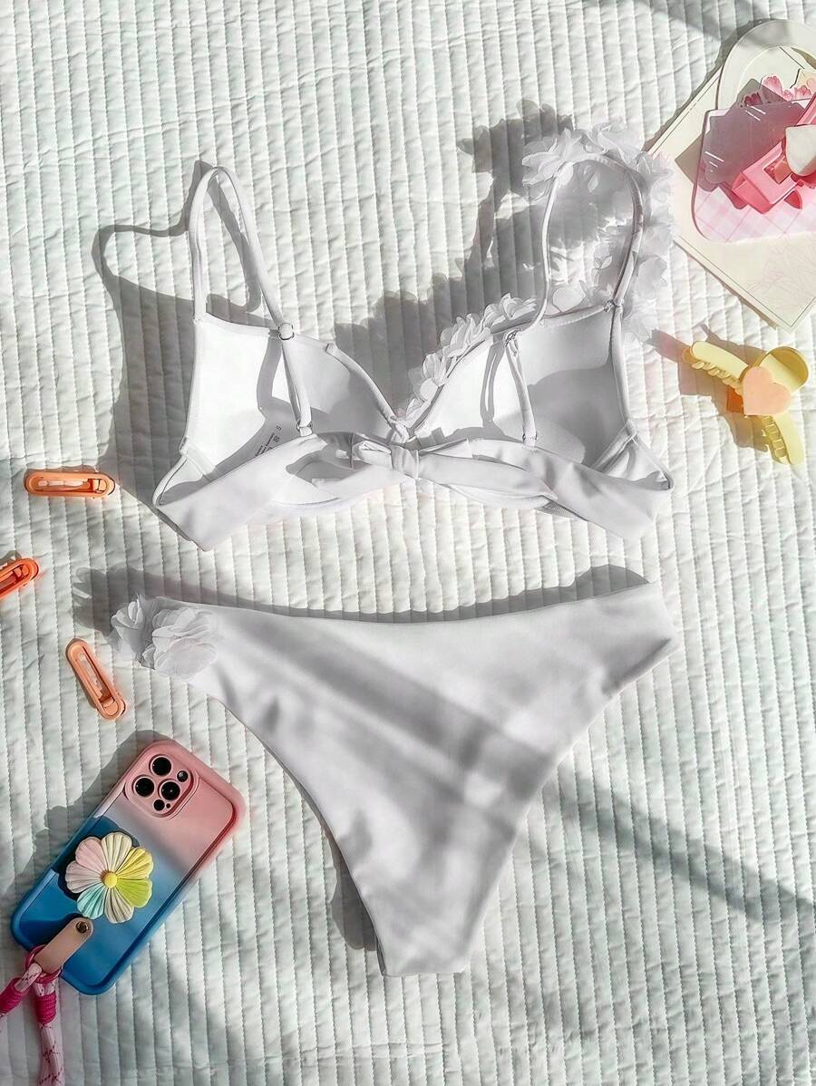 Ženski 3D CvetDekor Seksi Bikini Set, Push Up Sa Žicom
