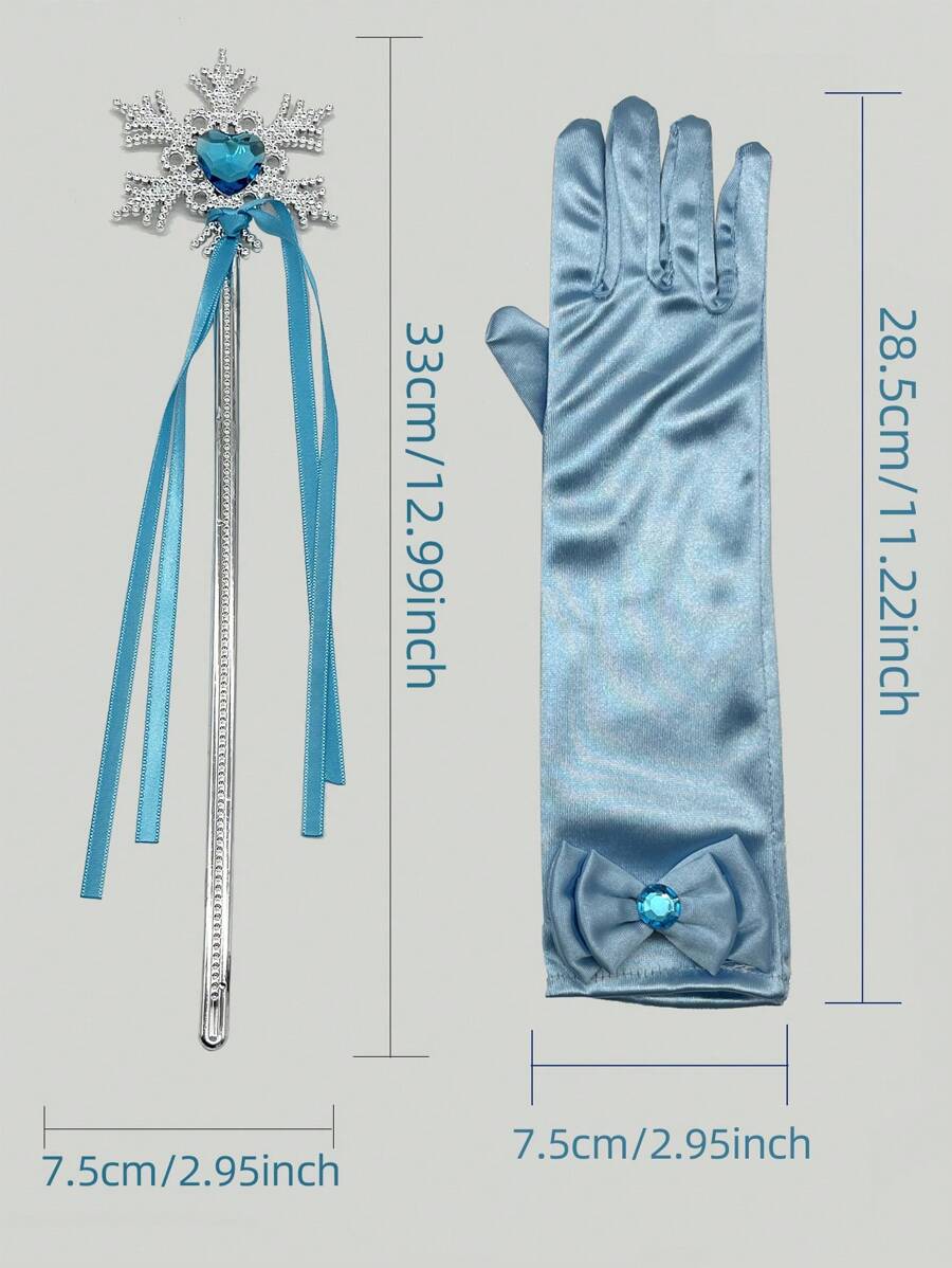 Set aksesoara za Frozen sa magičnim štapićem, parom rukavica, krunom i pletenom perikom