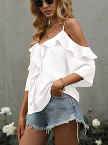 LUMIGAL Ruffle Casual Shirt With Ruffle Decoration
